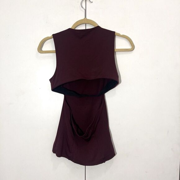 T Alexander Wang Top Womens S Bodycon Slimming Open Back Maroon Sleeveless - Picture 2 of 6